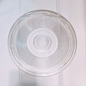 Vtg Depression Glass Cake Platter Plate Jeanette Glass Anniversary Clear 12.5"